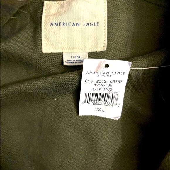 Nwt Oversized Army Green Shacket Style Button Up American Eagle Shirt, size LG - Picture 4 of 4